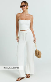 Agnes Pants - High Waist Crochet Pants in Off White