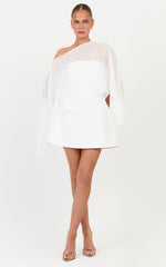 Aya Top - Sheer Off Shoulder Cape Top in White
