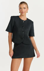 Halsey Jacket - Short Sleeve Structured Jacket in Black