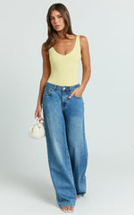 Jamie Bodysuit - V Neck Bodysuit in Lemon