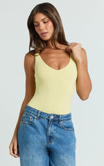 Jamie Bodysuit - V Neck Bodysuit in Lemon