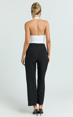 Kobby Pants - High Waist Turnup Ankle Length Pants in Black