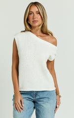 Marilou Top - Knit Off Shoulder Top in White
