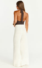 Ricki Bodysuit - Plunge T Bar Front Bodysuit in Chocolate