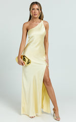 Zahra Maxi Dress - One Shoulder Tie Back Dress in Lemon