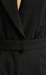 Coco Jumpsuit - Collared Short Sleeve Straight Leg Jumpsuit in Black