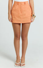Dream Linen Blend Skort - High Waisted A Line Skort in Orange