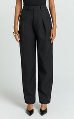 Ebby Pants - Barrel Leg High Waisted Pants in Black