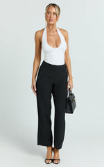 Kobby Pants - High Waist Turnup Ankle Length Pants in Black