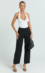 Kobby Pants - High Waist Turnup Ankle Length Pants in Black