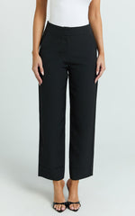Kobby Pants - High Waist Turnup Ankle Length Pants in Black