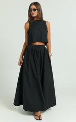 Preston Maxi Skirt - Full Aline Skirt in Black