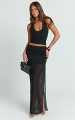 Ricki Maxi Skirt - Low Waist Fit And Flare Skirt in Black