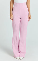 Seville Pants - High Waisted Slim Fit Bootleg Tailored Pants in Pink