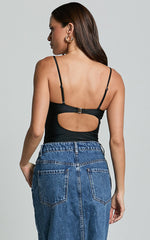 Susie Bodysuit - Strapless Bow Detail Bodysuit in Black